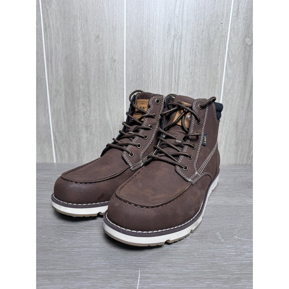 Lee Men's Brown Lace-Up Moc Toe Work Boots US 10.5 EUR 44.5 Casual Outdoor